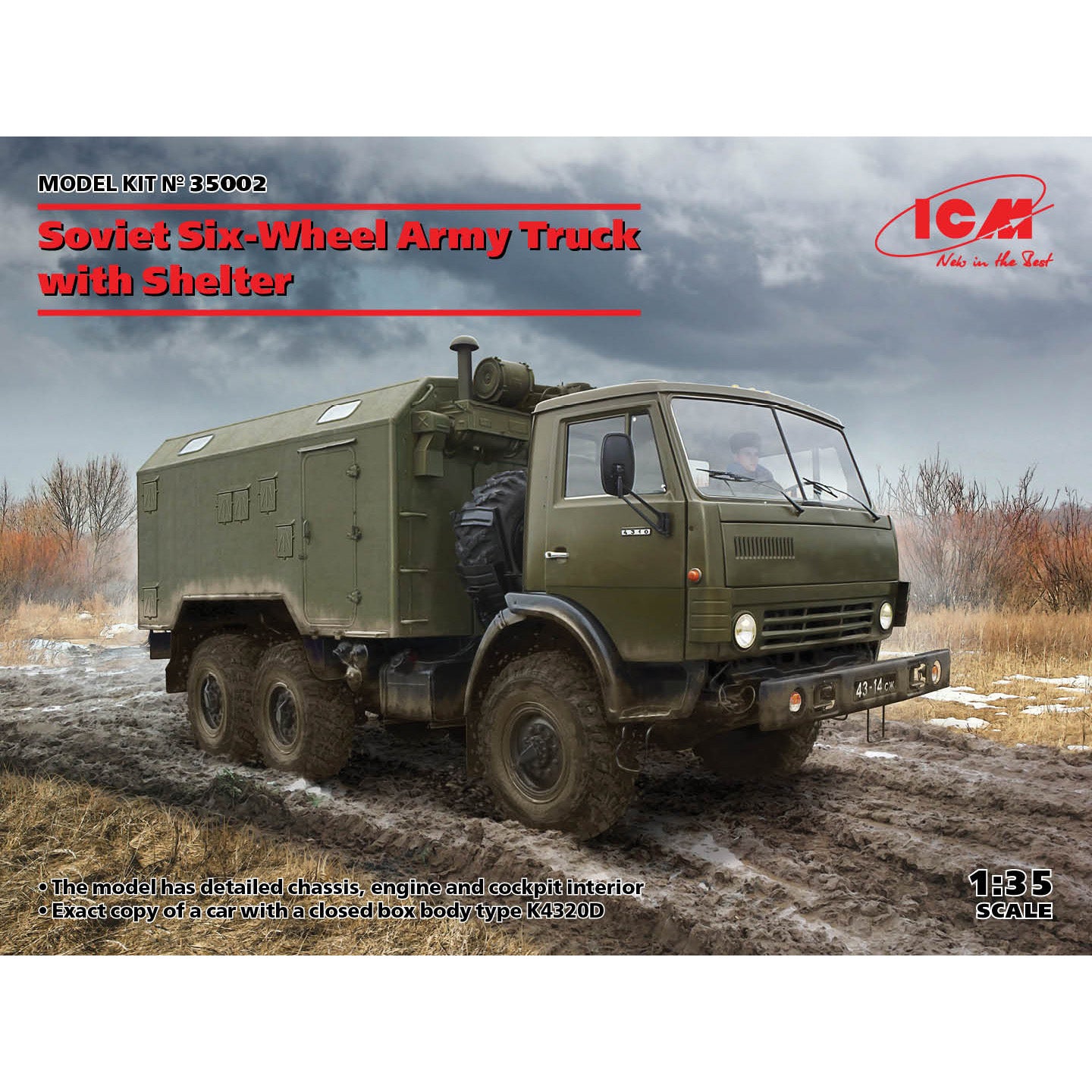 ICM 35002 Plastic model kit Scale 1:35 Soviet Six-Wheel Army Truck with Shelter