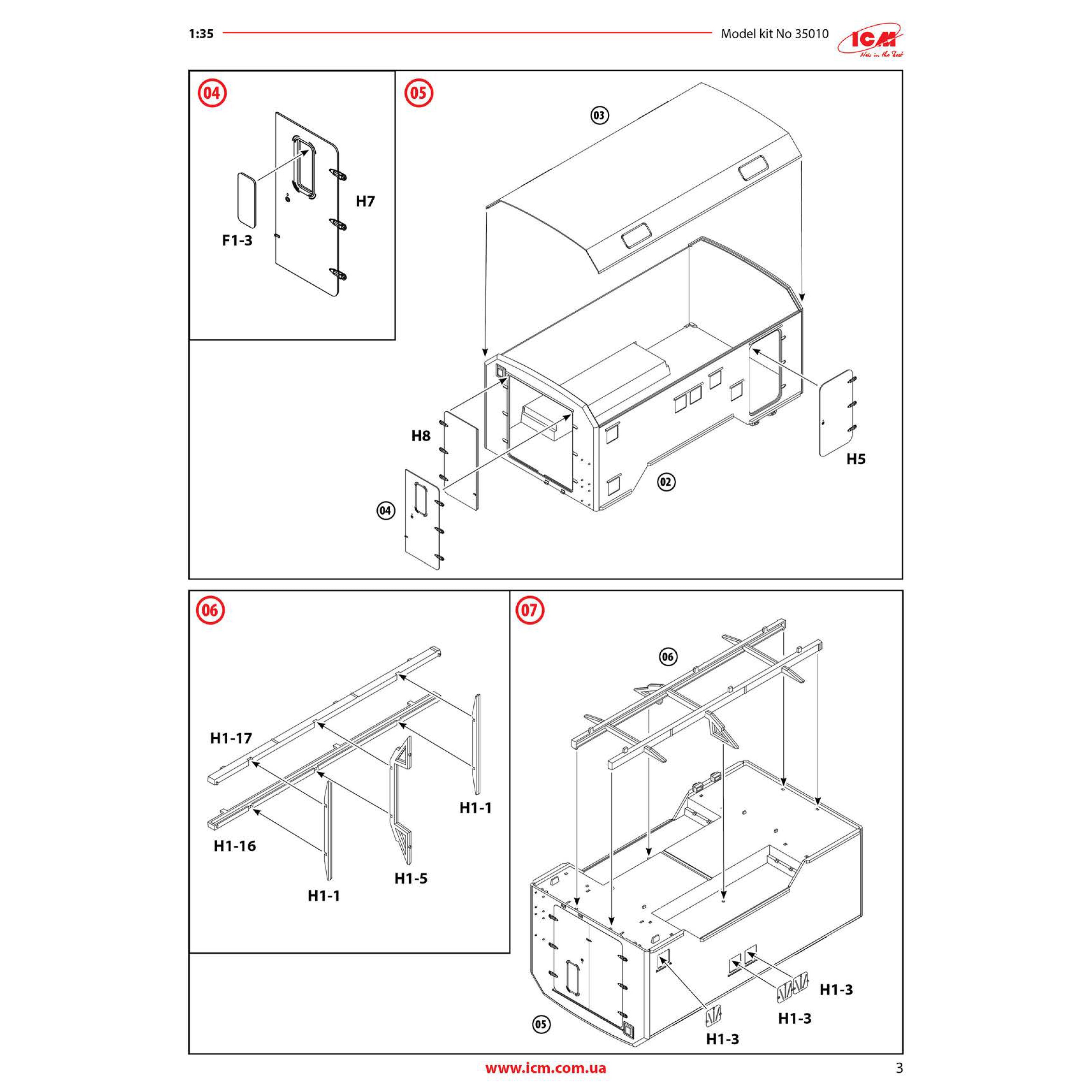 ICM 35010 Plastic model kit Scale 1:35 Military car body KUNG model kit plastic