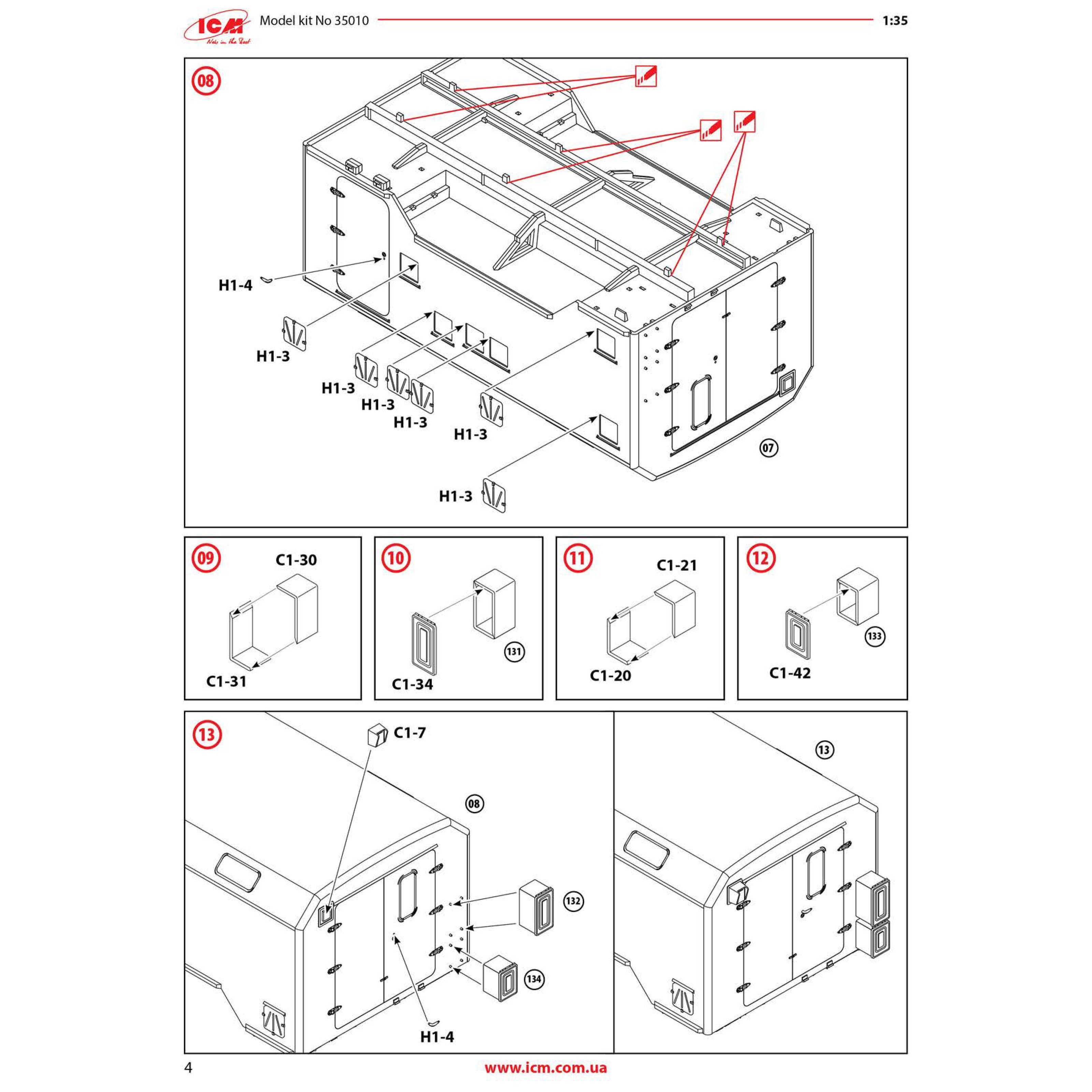 ICM 35010 Plastic model kit Scale 1:35 Military car body KUNG model kit plastic