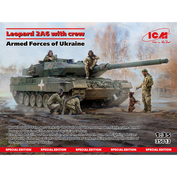 Leopard 2A6 with crew. Armed Forces of Ukraine Plastic Model Kit 1:35 ICM 35013