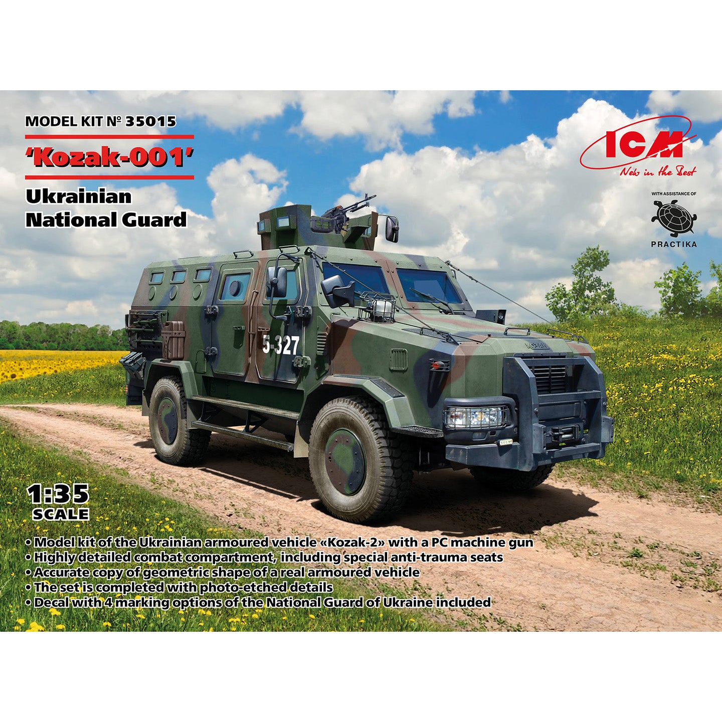 ‘Kozak-001’ Ukrainian National Guard Armored car Scale 1:35 ICM 35015 Model Kit
