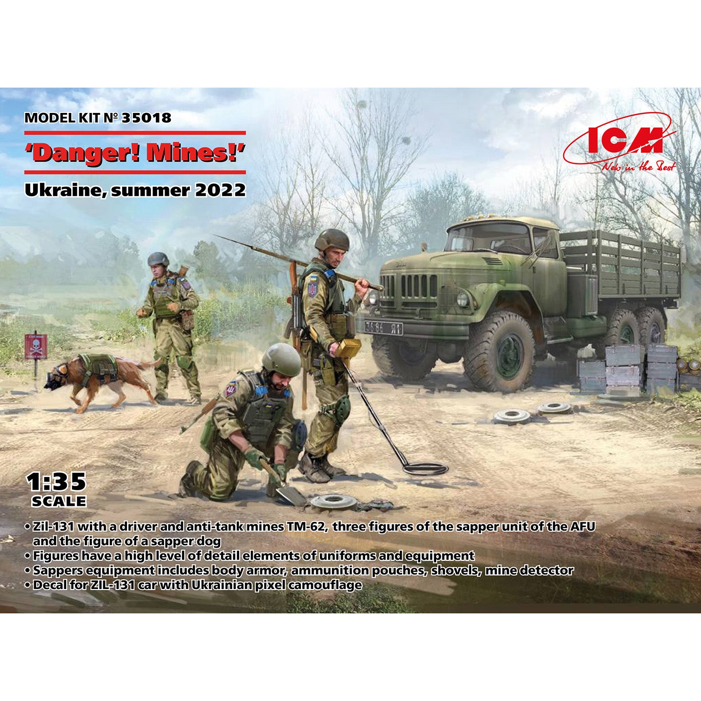 Danger! Mines! Ukraine summer 2022 Scale 1:35 Plastic Model figures Kit ICM35018