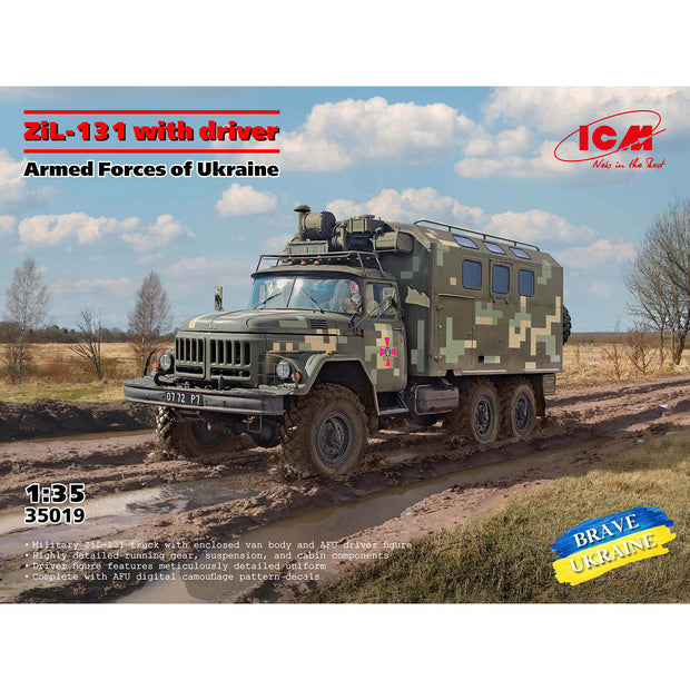 ZIL-131 with driver Armed Forces of Ukraine Scale 1:35 ICM35019 Plastic Model Truck Kit