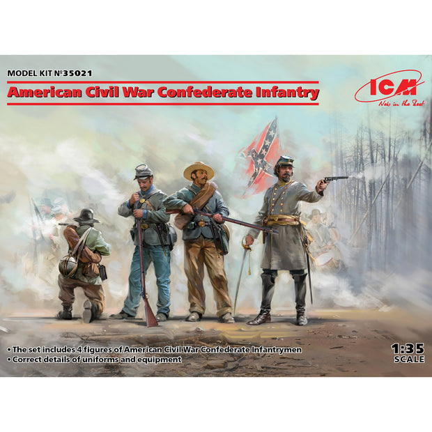 ICM 35021 Scale model kit 1:35 American Civil War Confederate Infantry 4 figures