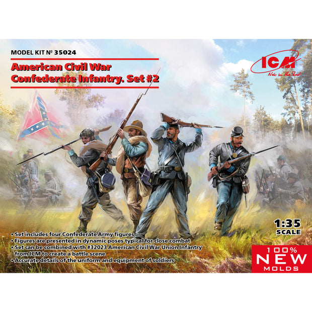 ICM 35024 Plastic model kit 1:35 American Civil War Confederate Infantry. Set #2