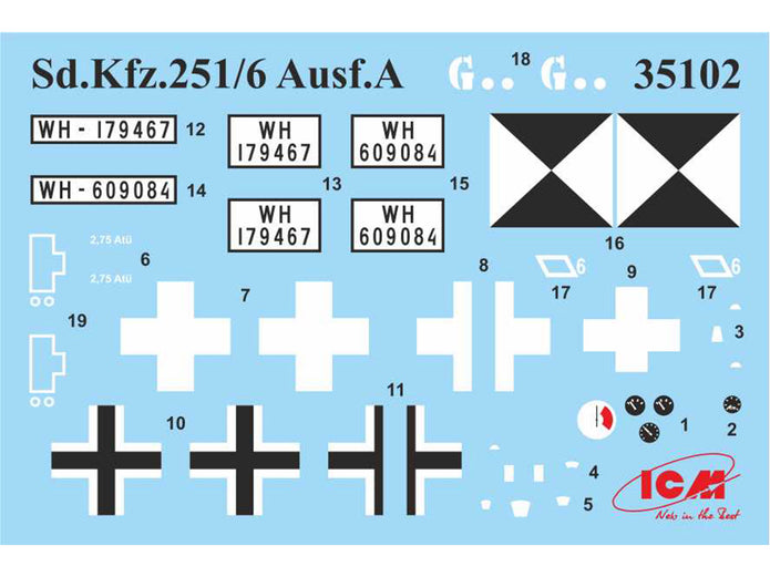 ICM 35104 Plastic model 1:35 Sd.Kfz.251/6 Ausf.A (with crew) model plastic kits