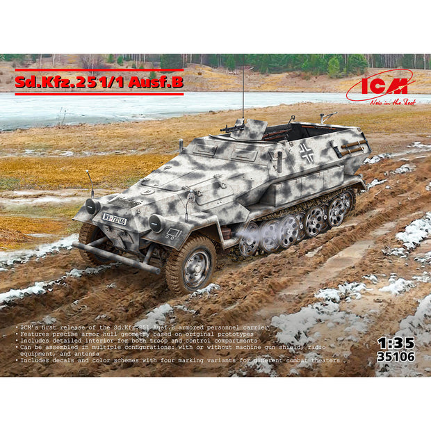 Sd.Kfz.251/1 Ausf.B Scale 1:35 ICM35106 Plastic Model Armored vehicle Kit