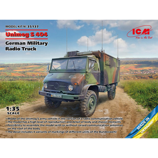 ICM 35137 Scale 1:35 Unimog S 404 German Military Radio Truck Plastic model kit