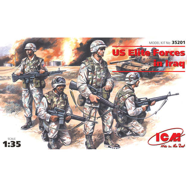 US Elite Forces in Iraq
4 figures – 4 soldiers Scale 1:35 ICM35201 Plastic Model Figures Kit