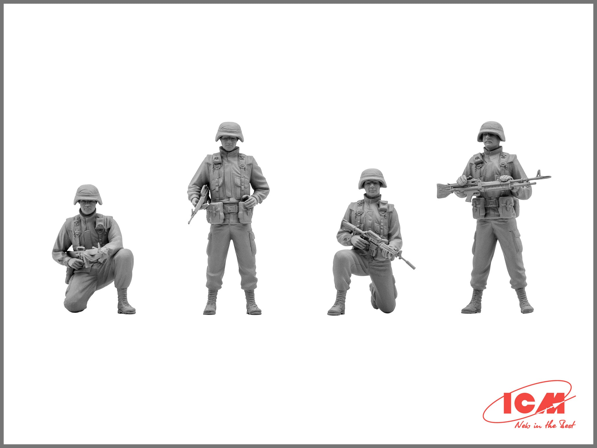 US Elite Forces in Iraq
4 figures – 4 soldiers Scale 1:35 ICM35201 Plastic Model Figures Kit