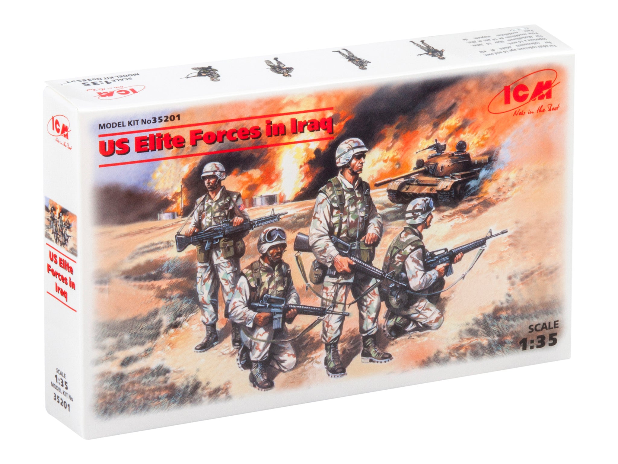 US Elite Forces in Iraq
4 figures – 4 soldiers Scale 1:35 ICM35201 Plastic Model Figures Kit