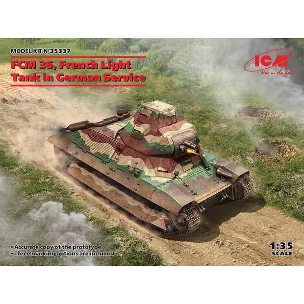 ICM 35337 Plastic model kit Scale 1:35 FCM 36 French Light Tank - German service