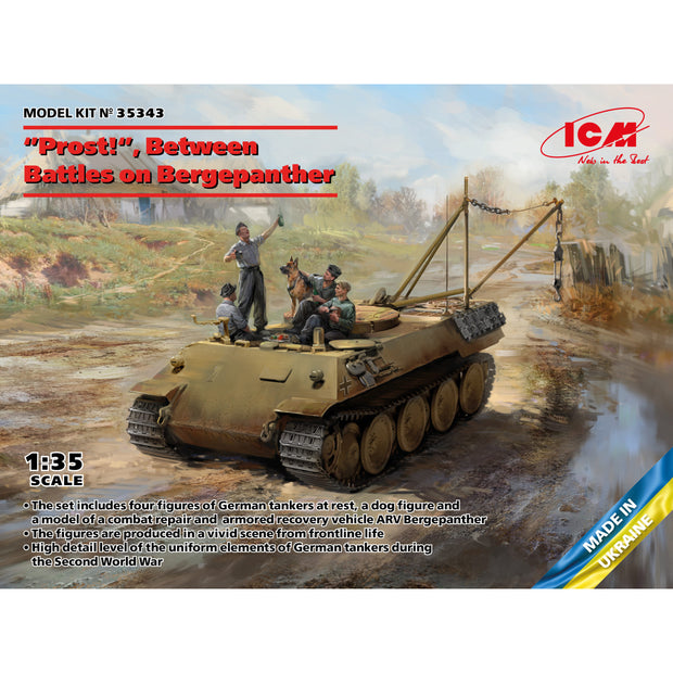 ICM 35343 Scale 1/35 “Prost!” Between Battles Bergepanther WWII German Tankmen