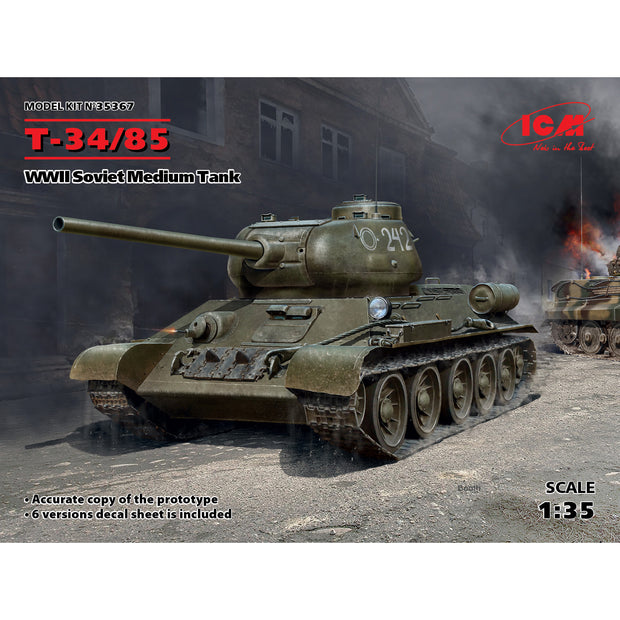 ICM 35367 Plastic model Tank kit Scale 1:35 Т-34-85, WWII Soviet Medium Tank