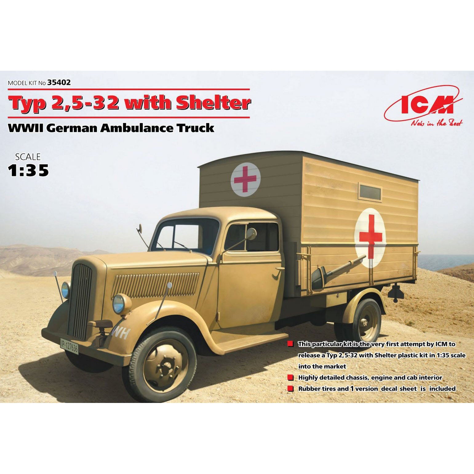 ICM 35402 Plastic model kit Scale 1:35 Typ 2,5-32 shelter, WWII German ambulance