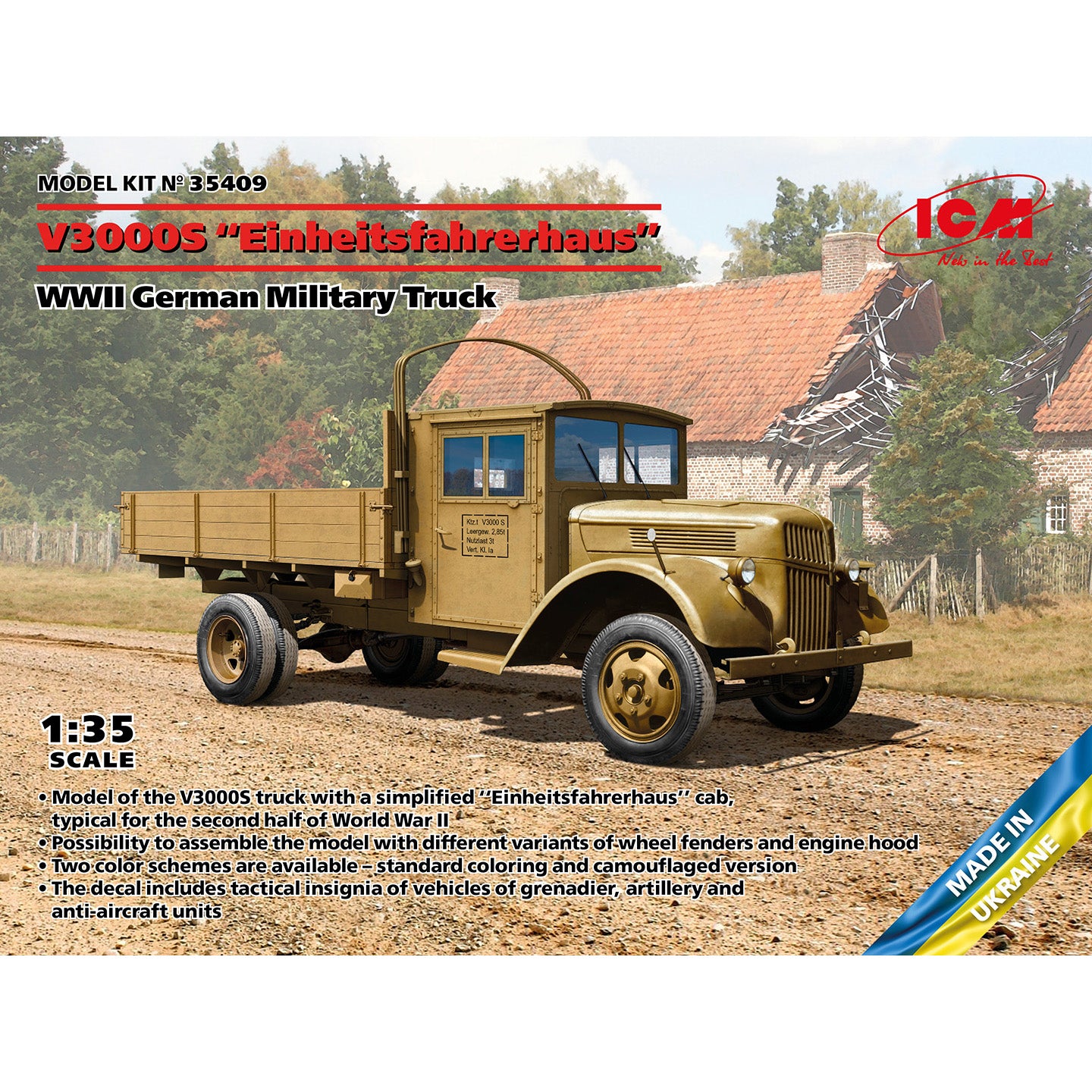 ICM 35409 Plastic model kit 1:35 V3000S ‘Einheitsfahrerhaus’ WWII German Truck