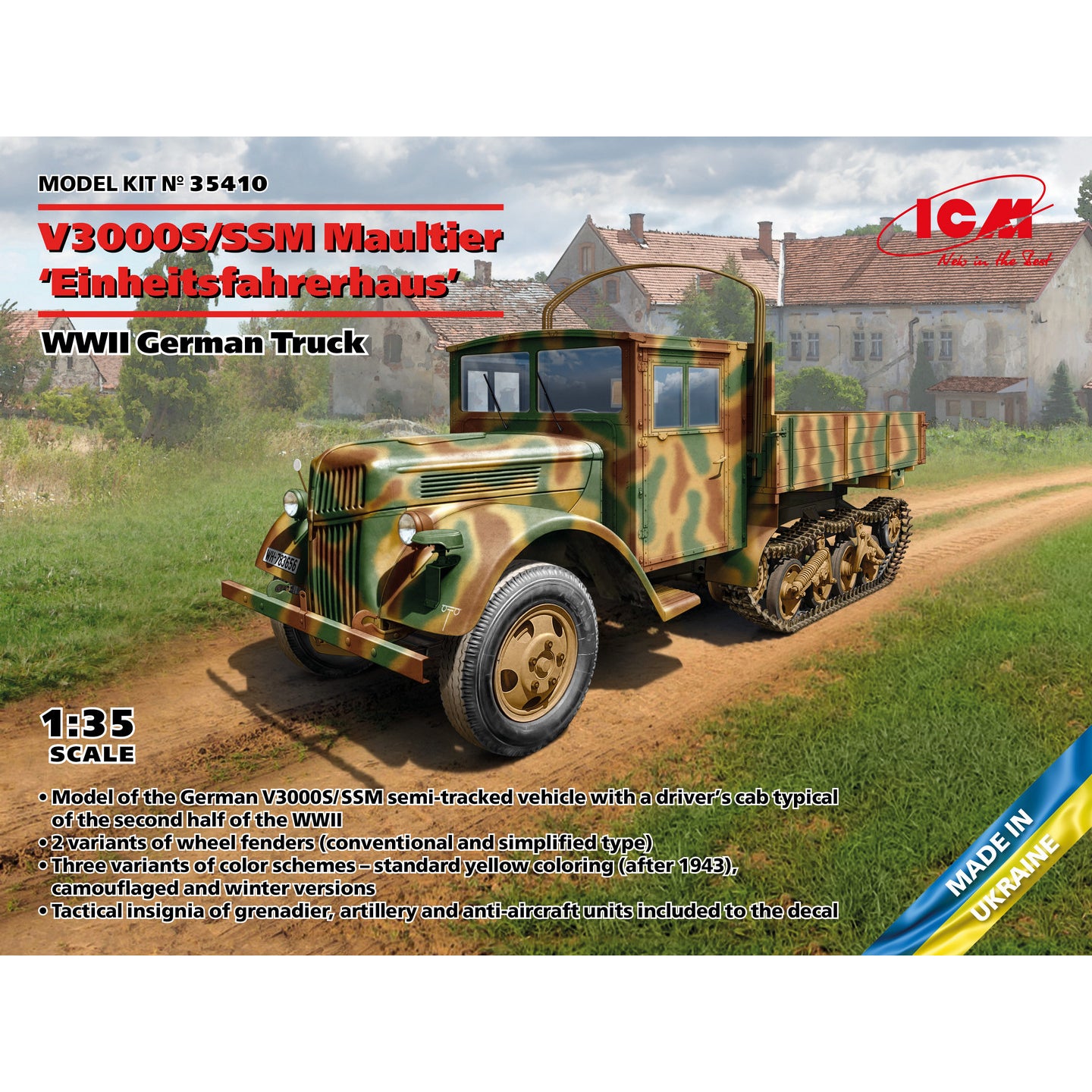 ICM 35410 Scale 1:35 V3000S/SSM Maultier ‘Einheitsfahrerhaus’ WWII German Truck