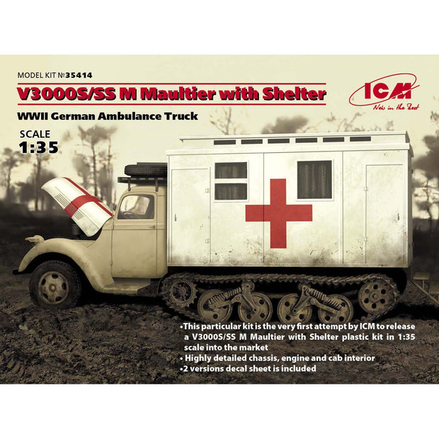 ICM 35414 Scale model 1:35 V3000S/SS M Maultier with shelter, German ambulance