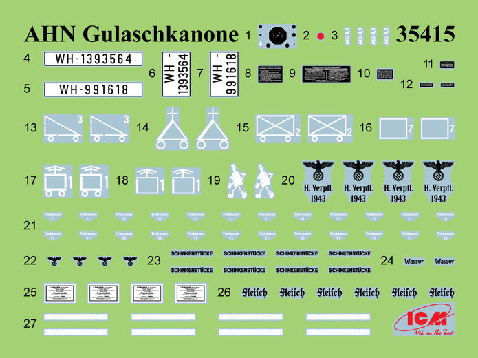 AHN ‘Gulaschkanone’ WWII German mobile field kitchen 1:35 ICM 35415 Model Kit