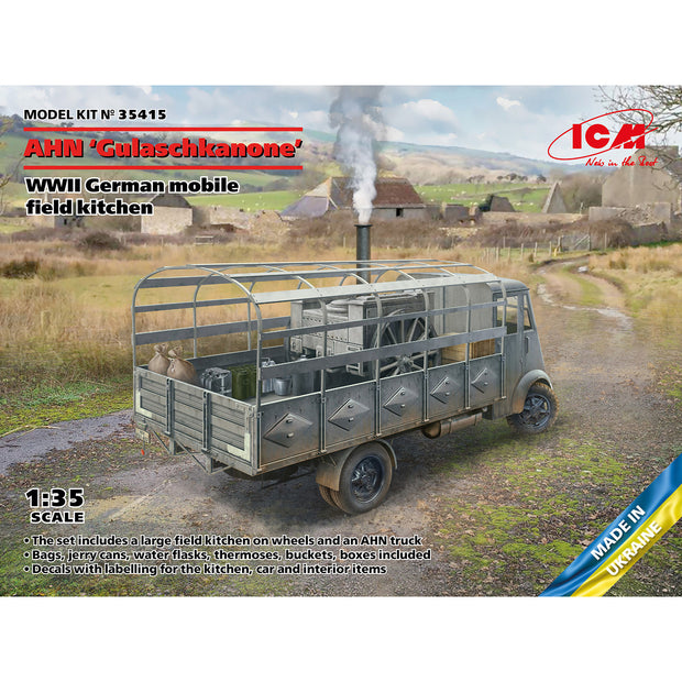 AHN ‘Gulaschkanone’ WWII German mobile field kitchen 1:35 ICM 35415 Model Kit