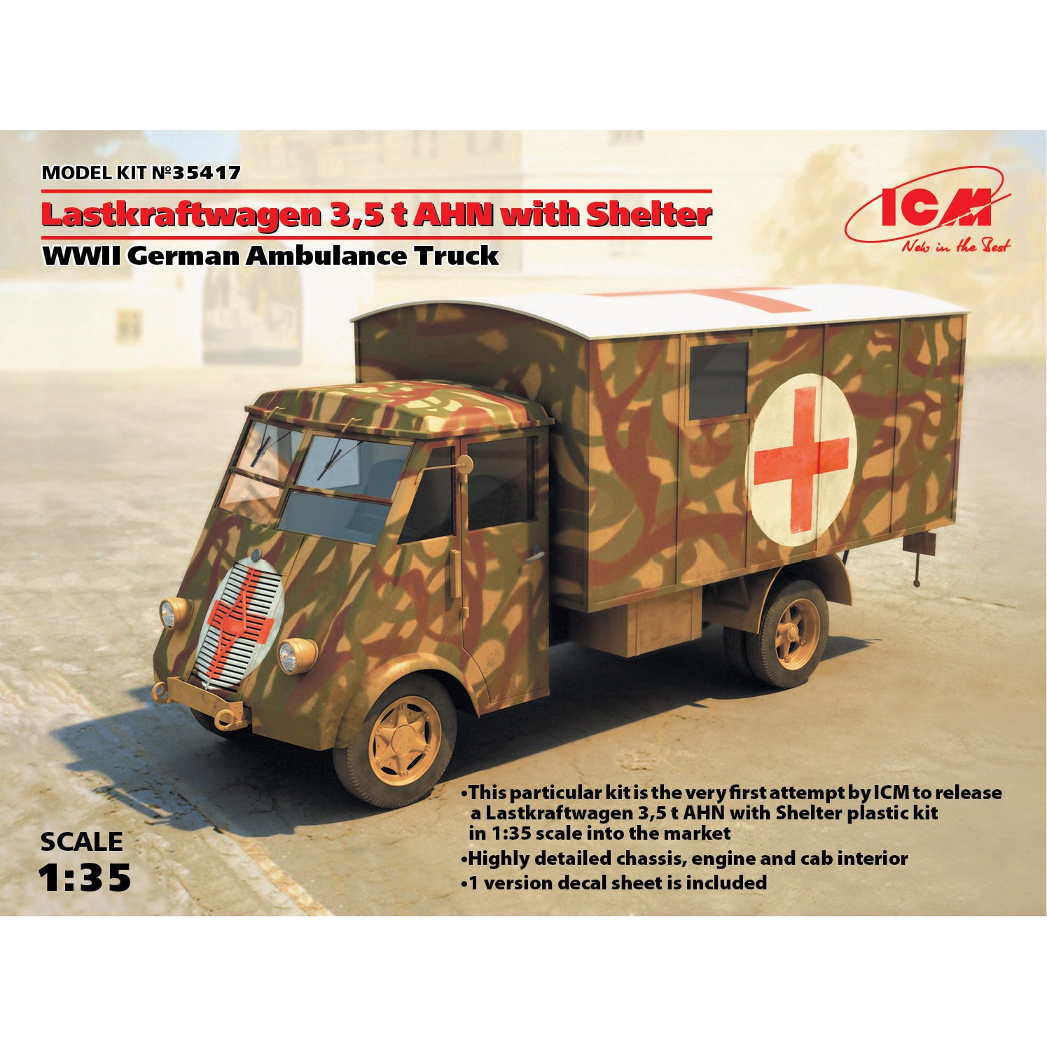 ICM 35417 Scale model kit 1:35 Lastkraftwagen 3.5 tAHN with shelter, WWII German