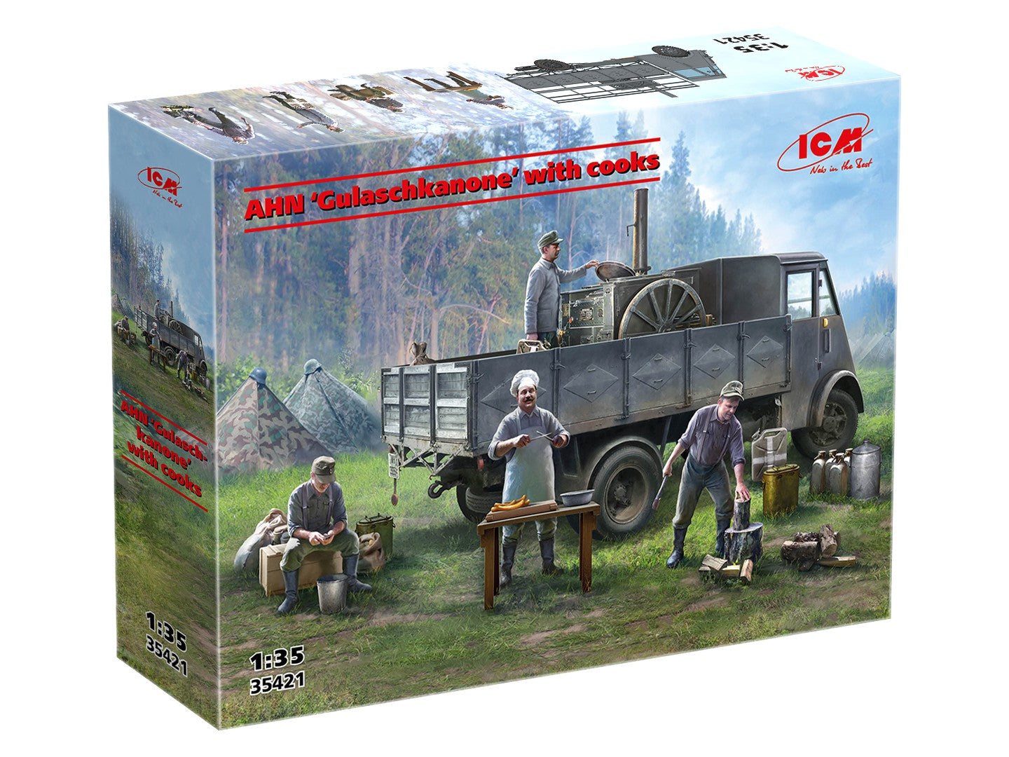 AHN “Gulaschkanone” with cooks Scale 1:35 ICM35421 Plastic Model Truck Kit