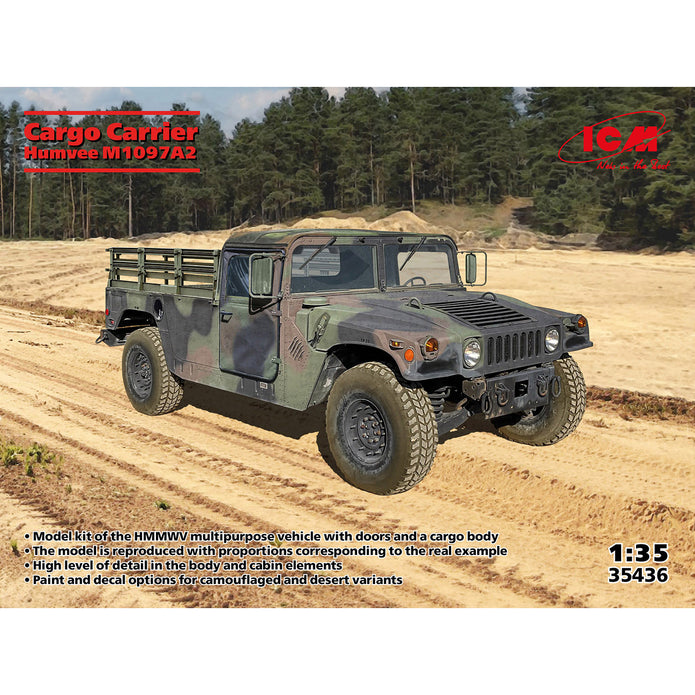 Cargo Carrier Humvee M1097A2 Scale 1:35 ICM35436 Plastic Model Armored vehicle Kit