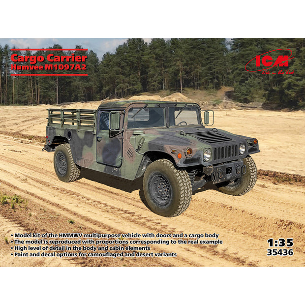 Cargo Carrier Humvee M1097A2 Scale 1:35 ICM35436 Plastic Model Armored vehicle Kit