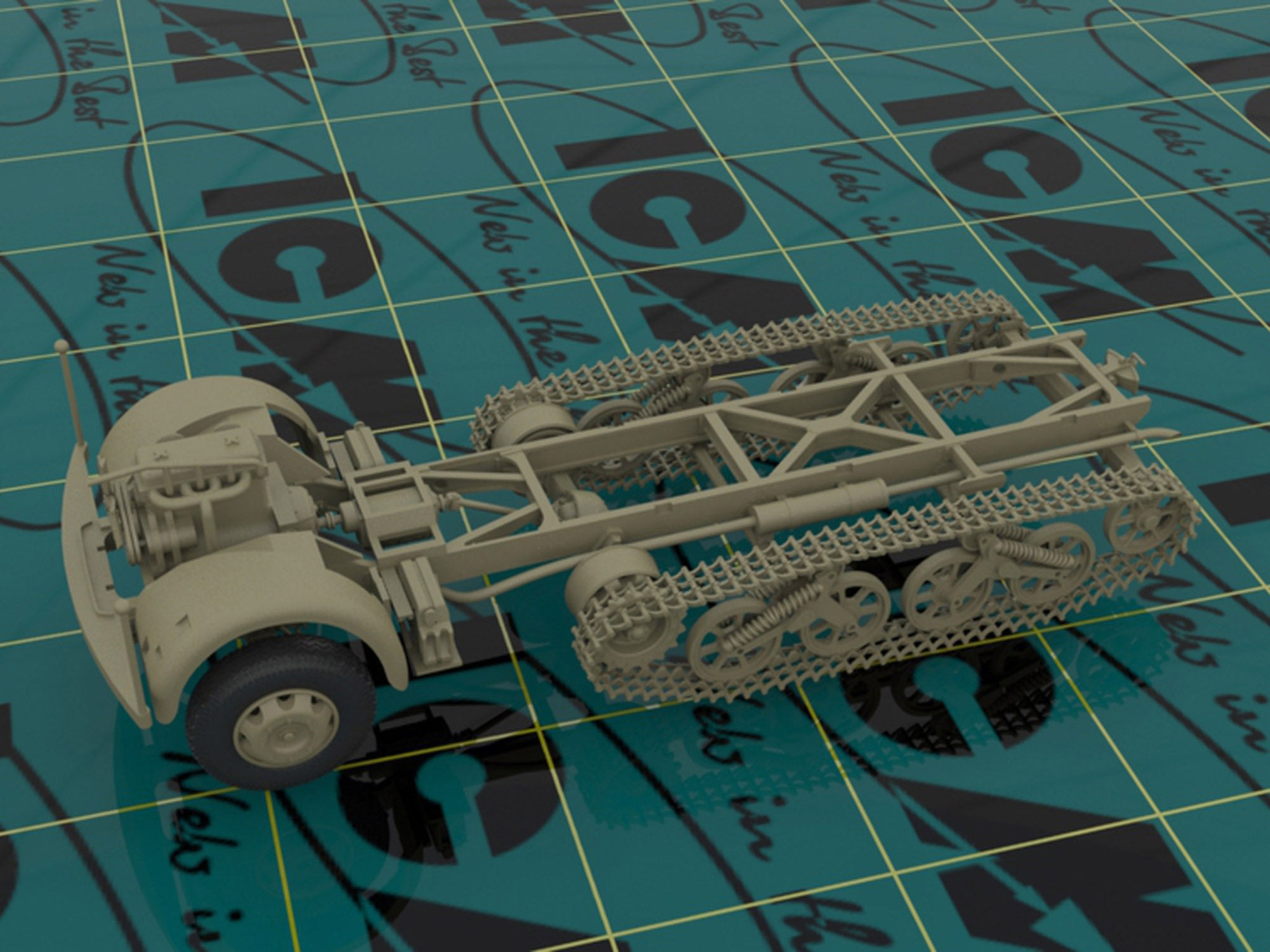 ICM 35453 model kit 1:35 WWII German Semi-Tracked Truck KHD S3000/SS M Maultier