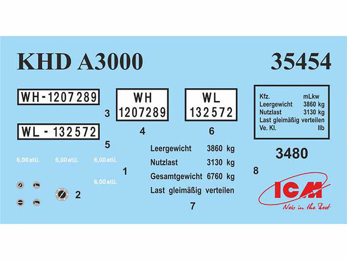 ICM 35454 Plastic model truck kit Scale 1:35 KHD A3000, German truck, WWII