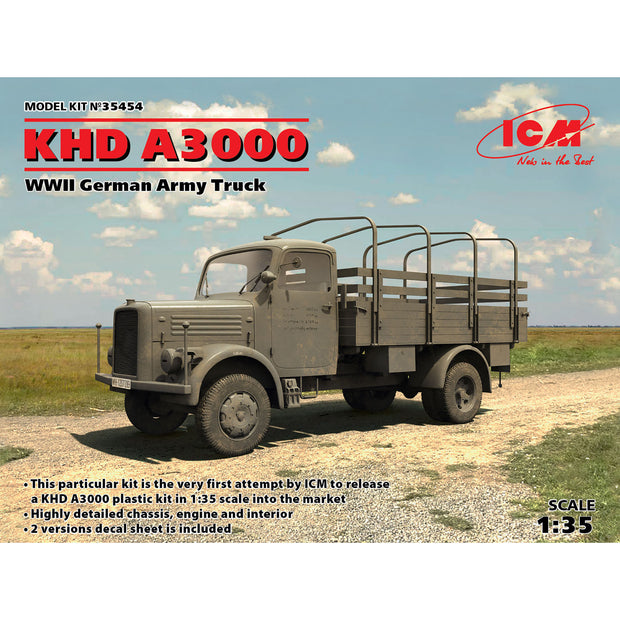 ICM 35454 Plastic model truck kit Scale 1:35 KHD A3000, German truck, WWII