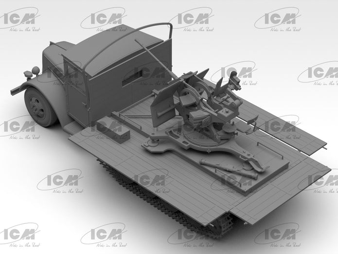Sd.Kfz.3b with Flak 38 Truppenluftschutzwagen Scale 1:35 ICM35455 Plastic Model Truck Kit