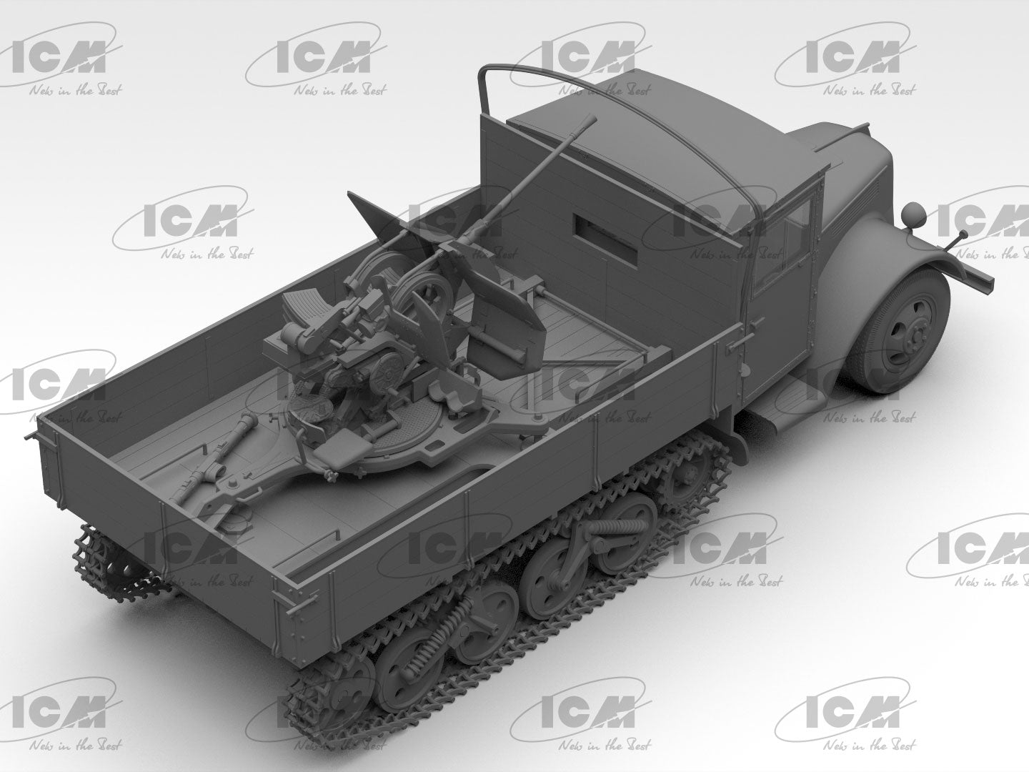 Sd.Kfz.3b with Flak 38 Truppenluftschutzwagen Scale 1:35 ICM35455 Plastic Model Truck Kit