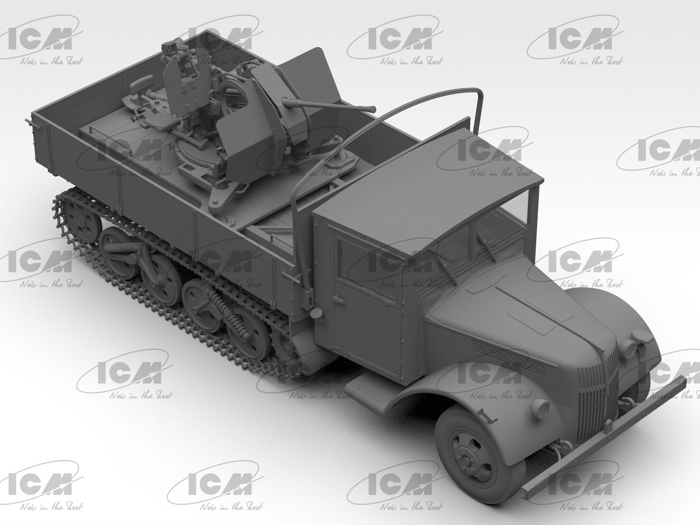 Sd.Kfz.3b with Flak 38 Truppenluftschutzwagen Scale 1:35 ICM35455 Plastic Model Truck Kit