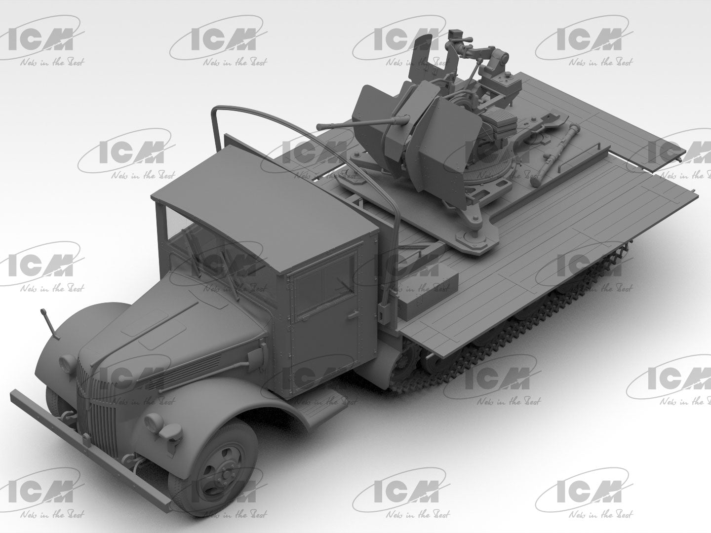 Sd.Kfz.3b with Flak 38 Truppenluftschutzwagen Scale 1:35 ICM35455 Plastic Model Truck Kit