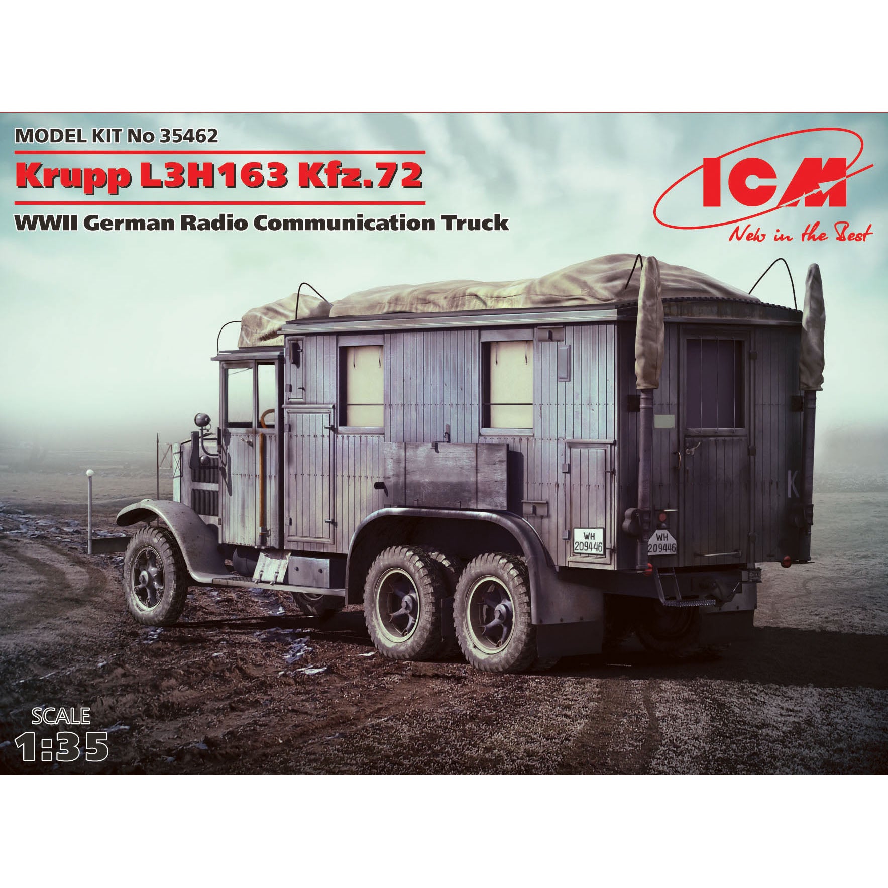 ICM 35462 Scale model kit car 1:35 Krupp L3H163 Kfz.72 WWII German radio truck