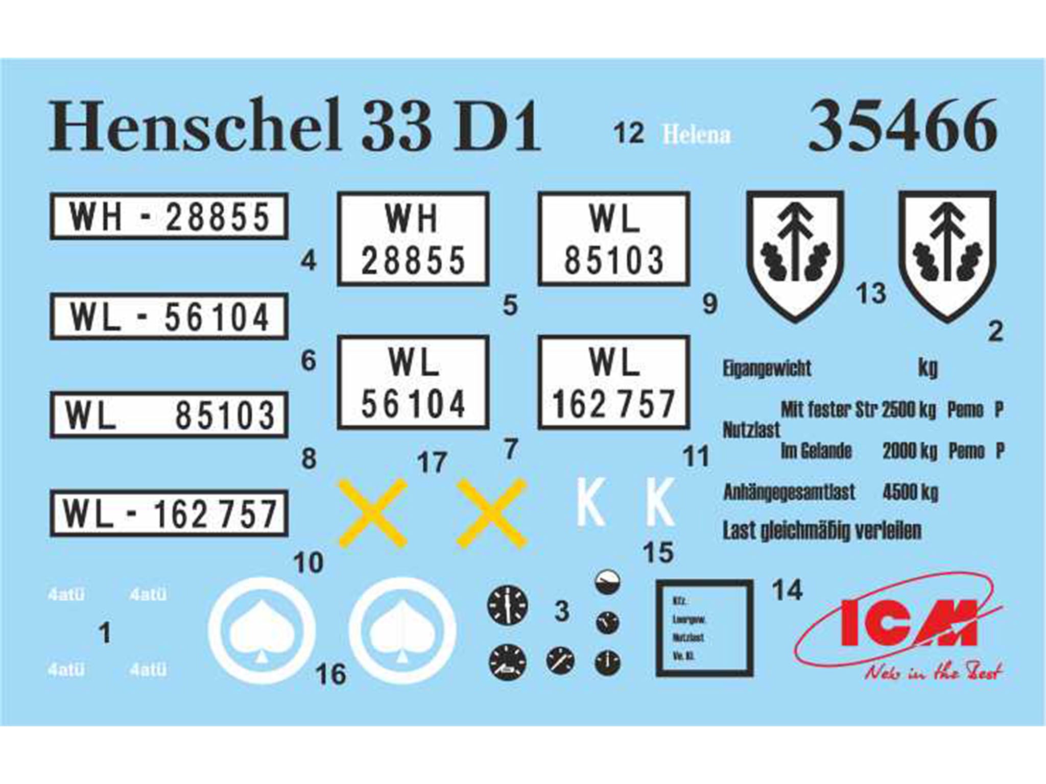 ICM 35466 Plastic model kit Scale 1:35 Henschel 33D1 WWII German army truck
