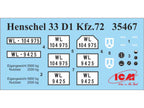 ICM 35467 Scale 1:35 Henschel 33 D1 Kfz.72 WWII German radio communication truck