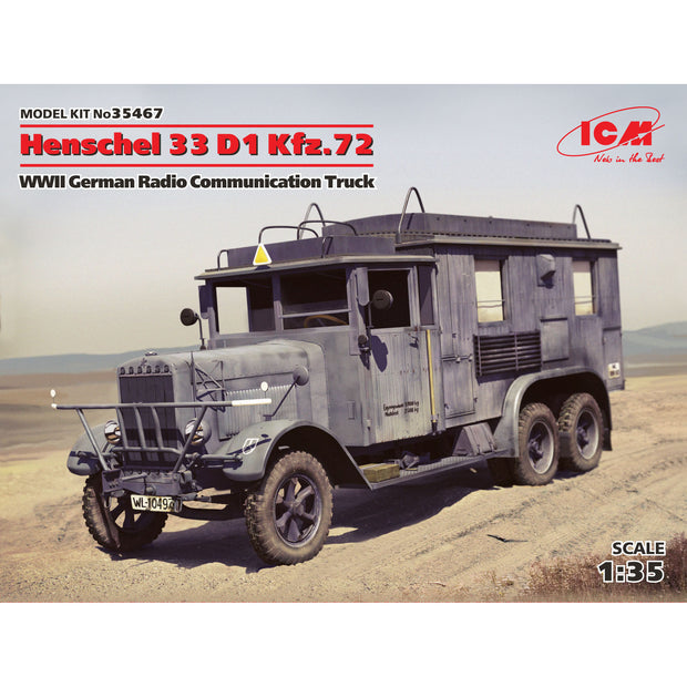 ICM 35467 Scale 1:35 Henschel 33 D1 Kfz.72 WWII German radio communication truck