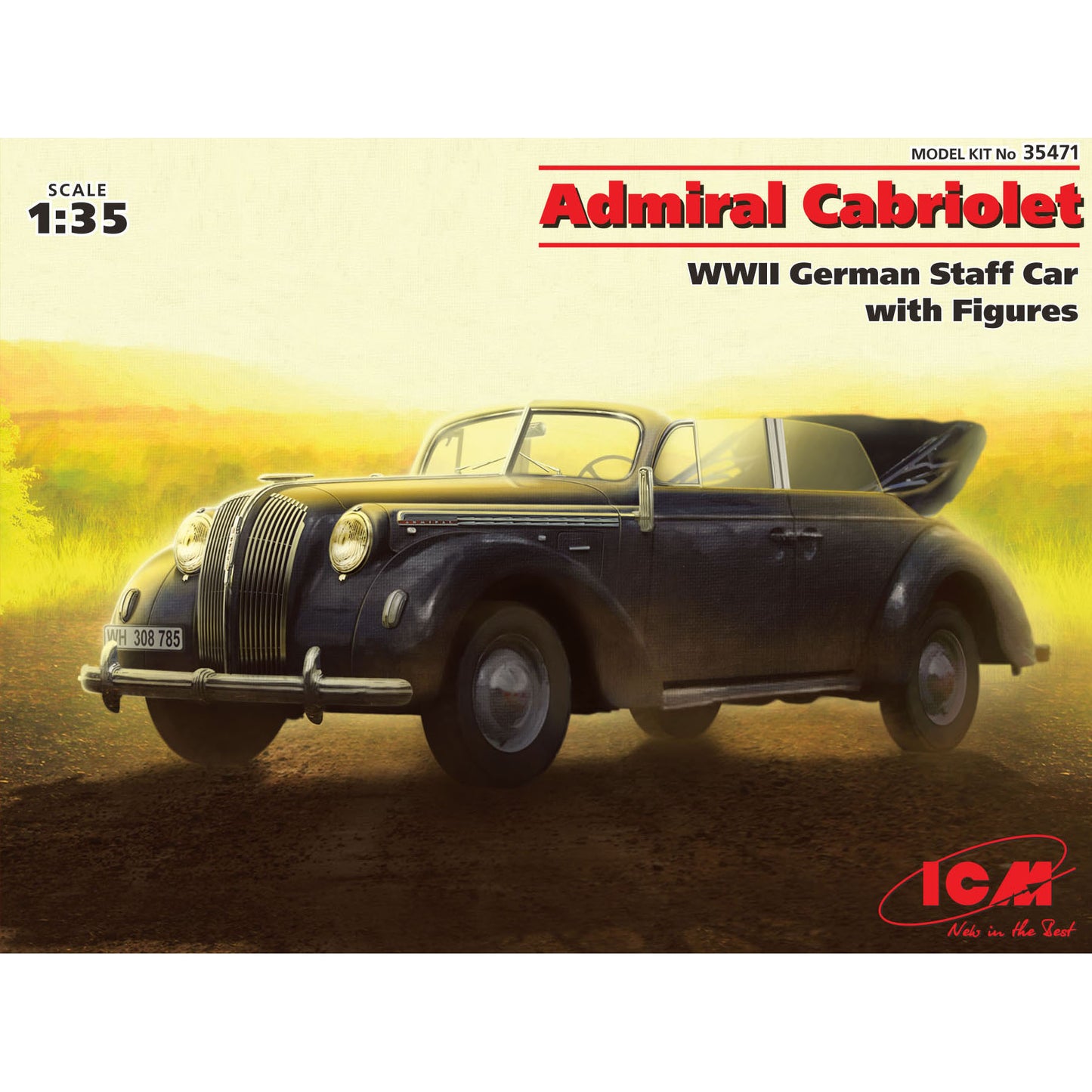 ICM 35471 Plastic model kit Scale 1:35 Admiral Cabriolet, WWII German Staff Car