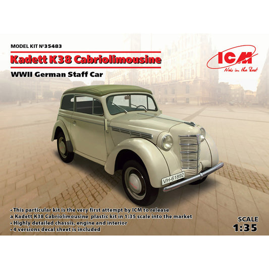 ICM 35483 Scale model kit 1:35 Kadett K38 Cabriolimousine, WWII German Staff Car
