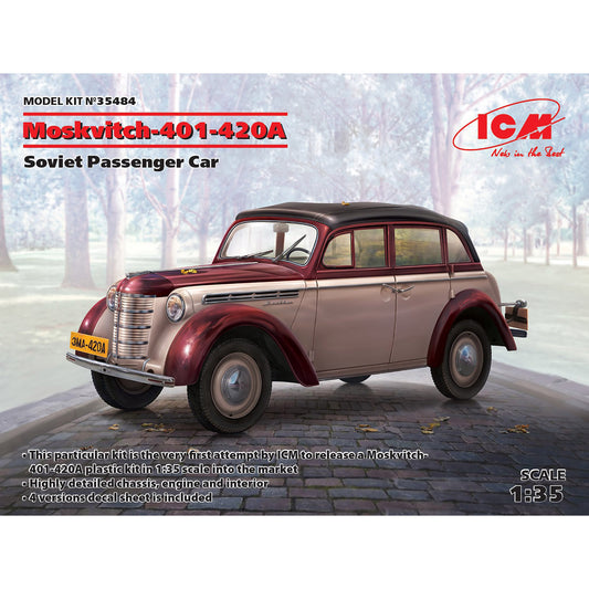ICM 35484 Plastic model kit Scale 1:35 Moskvitch-401-420A, Soviet passenger car