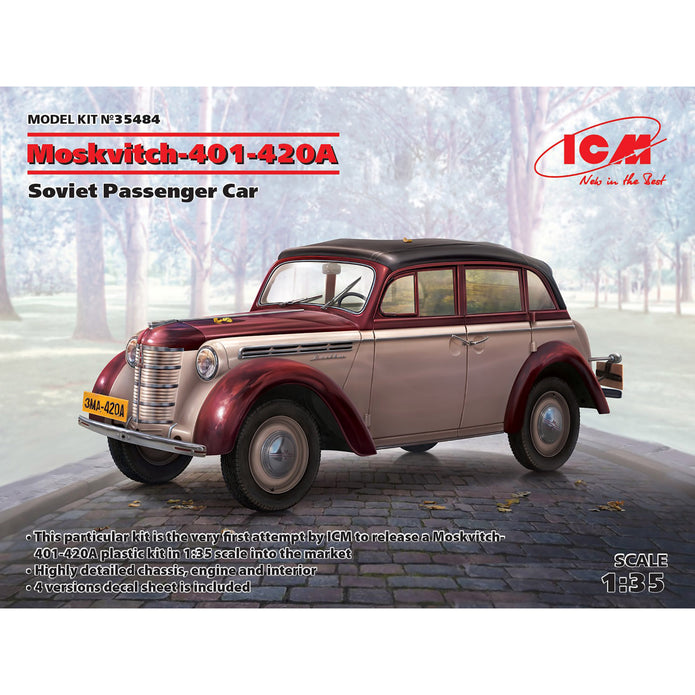 ICM 35484 Plastic model kit Scale 1:35 Moskvitch-401-420A, Soviet passenger car