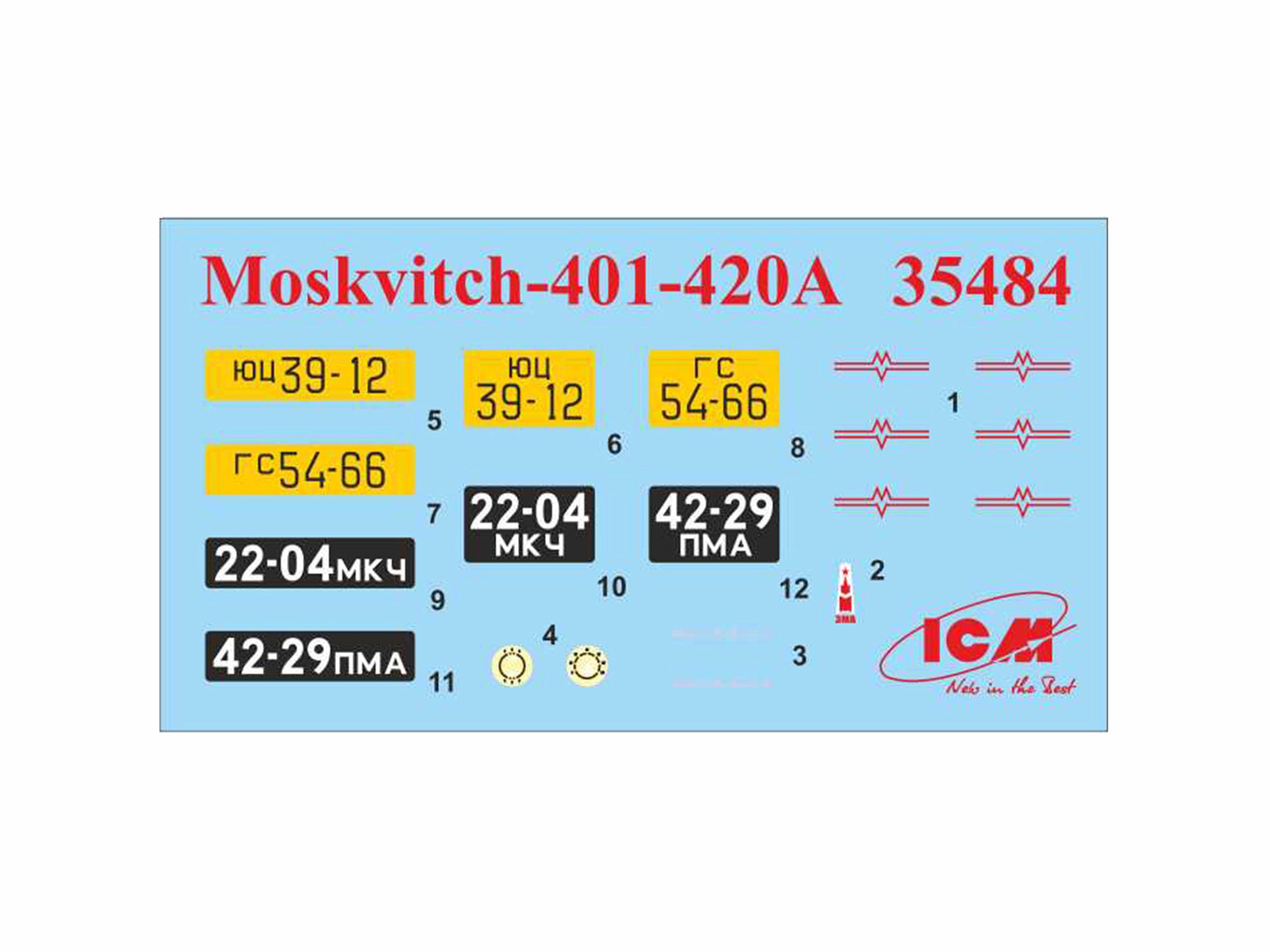 ICM 35484 Plastic model kit Scale 1:35 Moskvitch-401-420A, Soviet passenger car