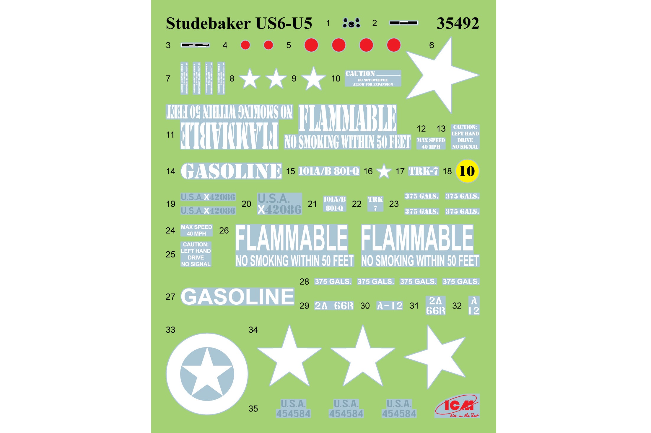 Studebaker US6-U5. WWII US Gasoline Tank Truk Plastic Model Kit 1:35 ICM 35492