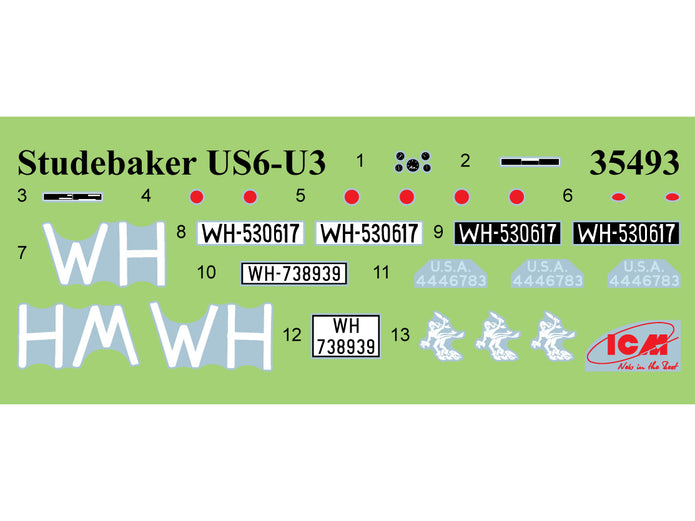 Studebaker US6-U3 in German Service Scale 1:35 ICM35493 Plastic Model Truck Kit