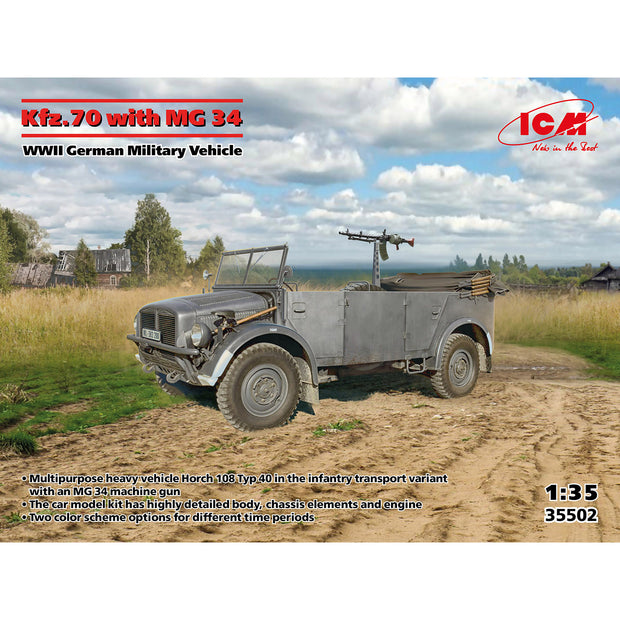 Kfz.70 with MG 34. WWII German military vehicle Plastic Model Kit 1:35 ICM 35502
