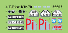 ICM 35503 Scale 1:35 s.E.Pkw Kfz.70 with base 36 German military vehicle WWII