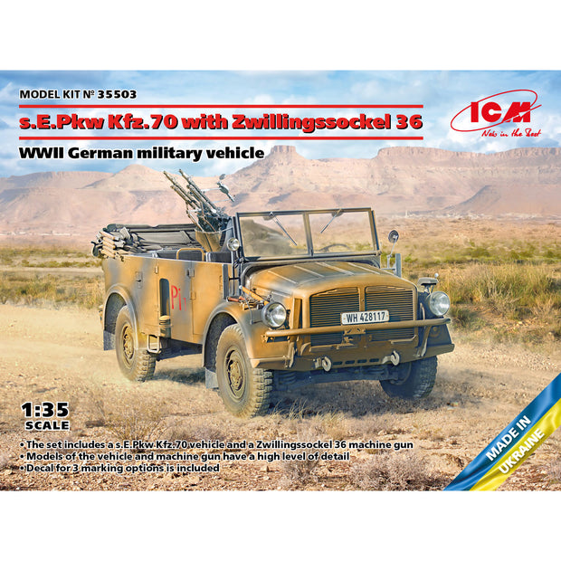 ICM 35503 Scale 1:35 s.E.Pkw Kfz.70 with base 36 German military vehicle WWII