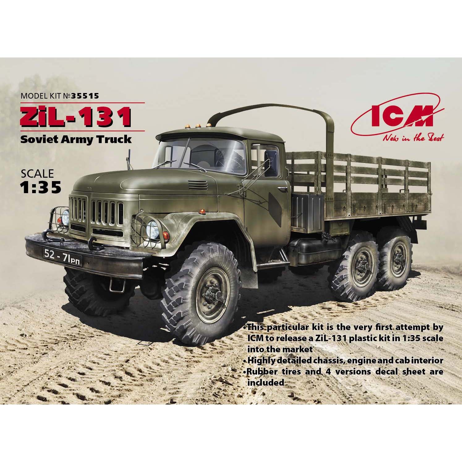 ICM 35515 Plastic model car kit Scale 1:35 ZiL-131, Soviet Army Truck kits model